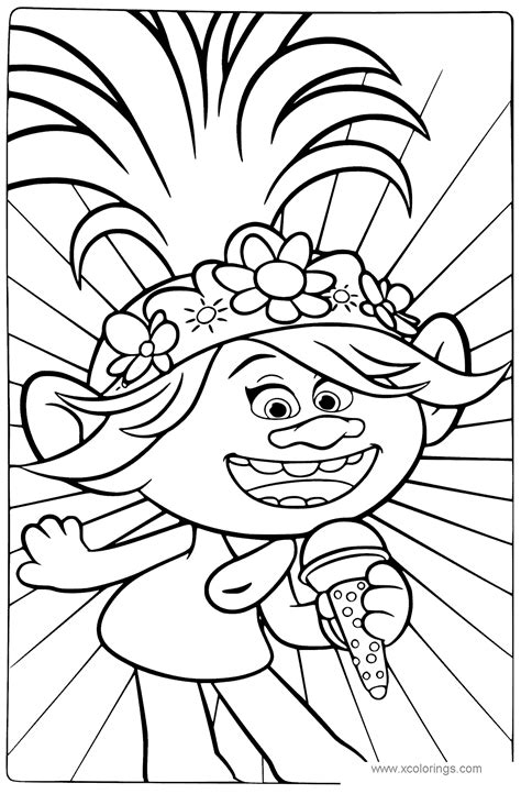 Poppy from Trolls World Tour Coloring Pages - XColorings.com