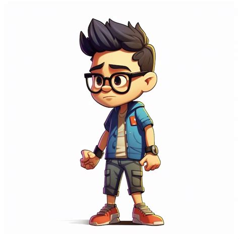 Premium AI Image | Cartoon boy with glasses and a backpack standing in ...