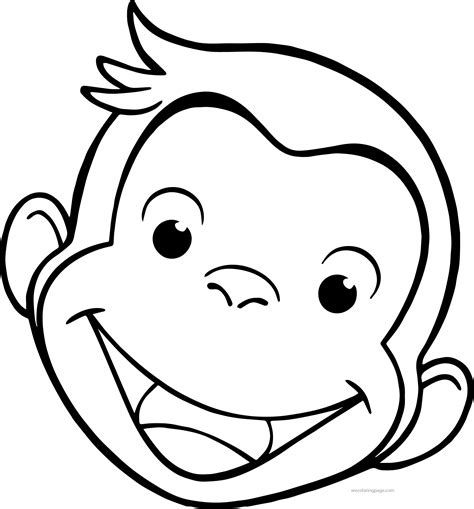 a monkey face with big eyes and a smile on it's face, outlined in black ...