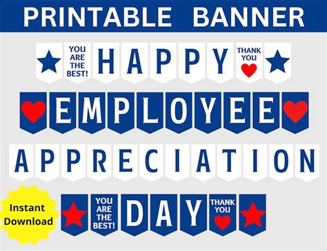 Employee Appreciation Day Printable Banner, Happy Employee Appreciation ...