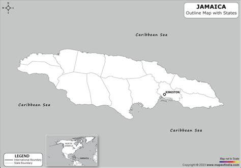 Jamaica Outline Map | Jamaica Outline Map with State Boundaries