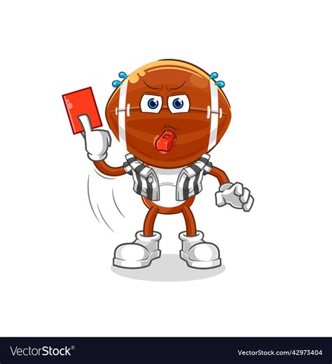 Rugby head referee with red card character Vector Image