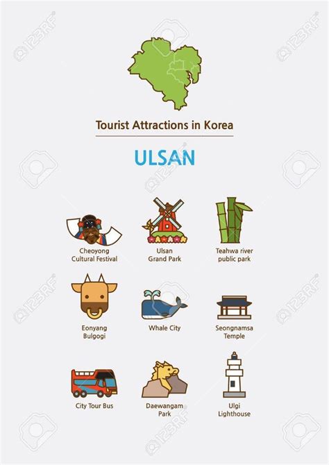 Tourist attractions icon illustration - Ulsan City, South Korea | Ulsan ...