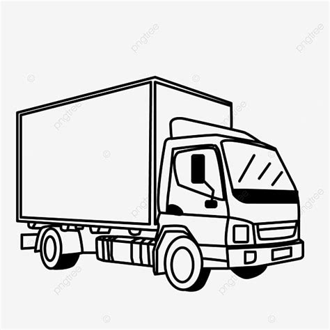 Side Transport Van Container Truck Clip Art Black And White, Lip ...