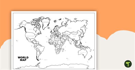 World Map with Countries - Black and White | Teach Starter