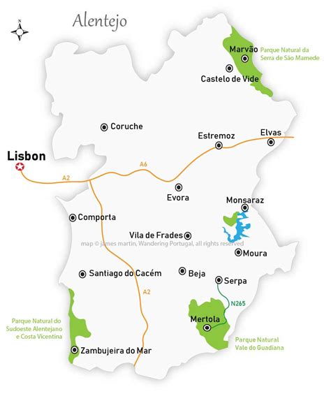 Alentejo Cities Map | Wandering Portugal