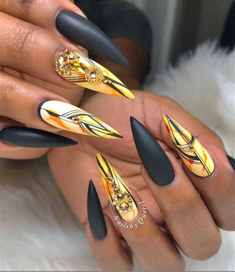 30 Incredible Acrylic Black Nail Art Designs Ideas For Long Nails ...