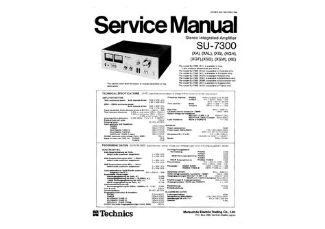 Service Manual for TECHNICS SU7300 - Download