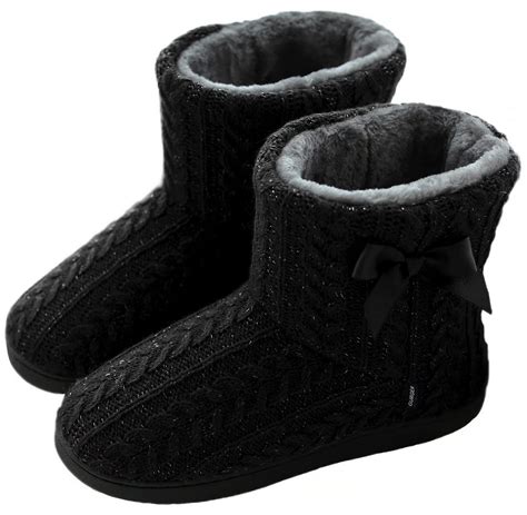 GURGER Slipper Boots Women Winter Knit Booties Slippers Ladies Plush ...