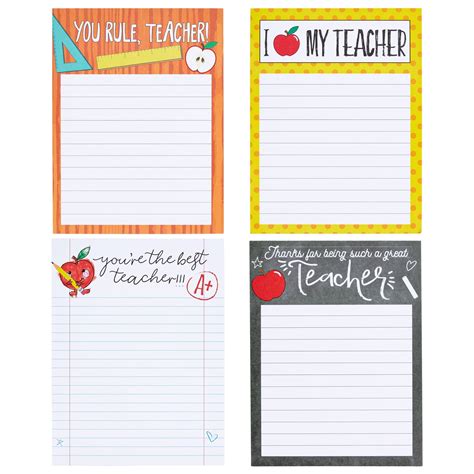 4-Pack Teacher Notepad Sets for Classroom Gifts, Professor Appreciation ...