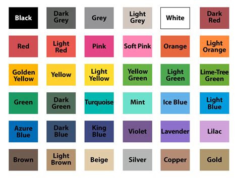 Basic Color Chart With Names