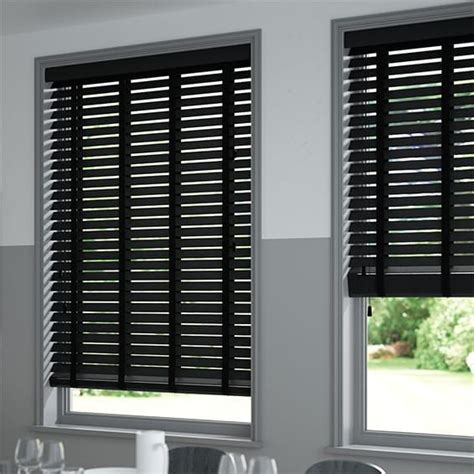 Origin Midnight Black with Black Wooden Blind | Wood blinds, Faux wood ...