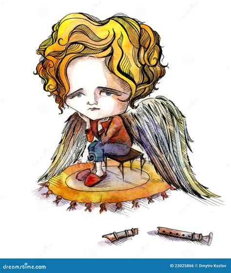 Sad angel stock illustration. Illustration of feather - 23025866