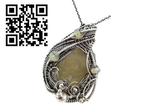 Libyan Desert Glass and Ethiopian Welo Opal Pendant, Wire-Wrapped in ...