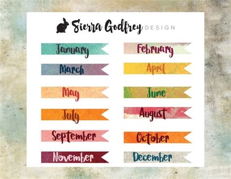 Month Stickers 0013 Planner Stickers Decorative Stickers