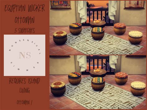 The Sims Resource - Egyptian Wicker Ottoman Set 1