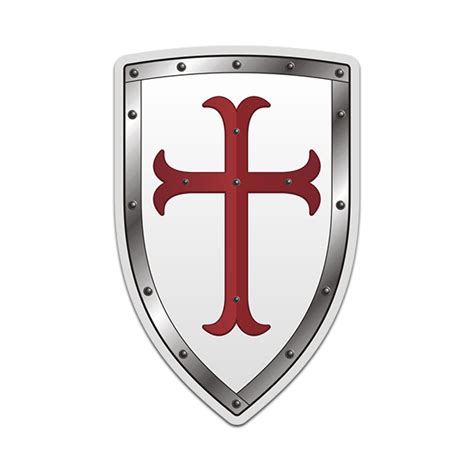 Knights Templar White Crusader Cross Shield Sticker Decal V2 - Rotten ...