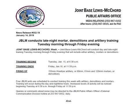 JBLM units to train at all hours this week | Article | The United ...