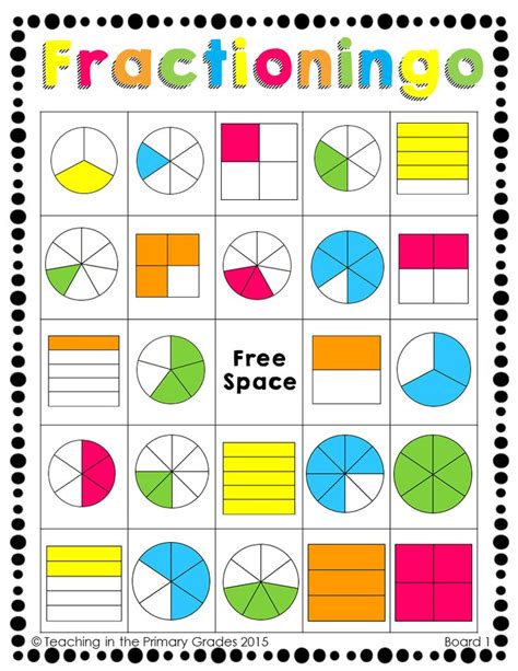 Identifying Fractions Bingo Game | Math fractions, Fun math activities ...