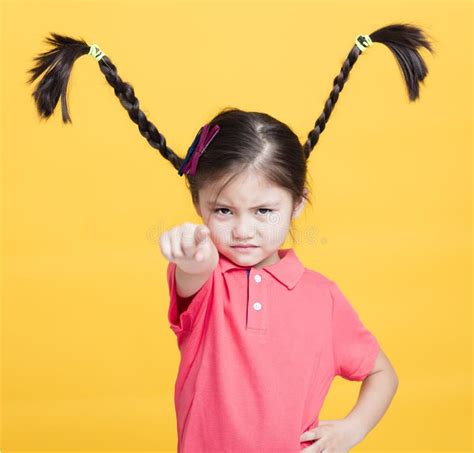 Closeup Angry Little Girl Face Stock Image - Image of displeased, hair ...