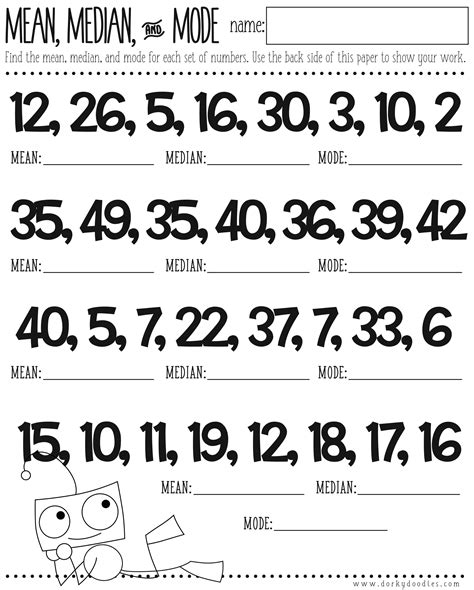 Mean Median Mode Worksheets Printable