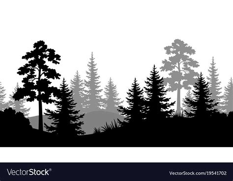 Seamless background summer forest silhouettes Vector Image | Forest ...