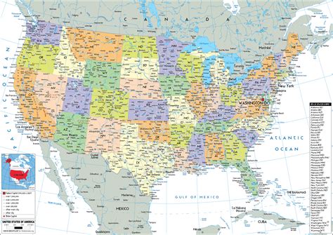 United States Map (Political) - Worldometer