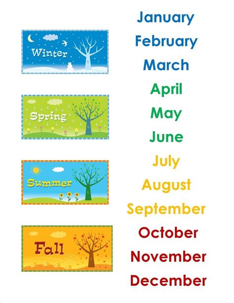 printable season cards - Google Search | English lessons for kids ...