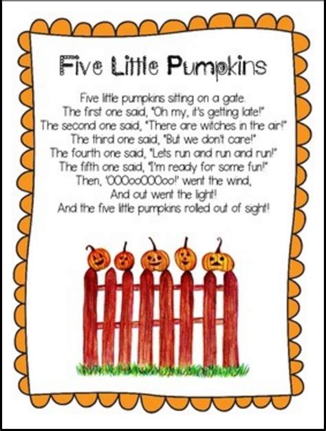 Printable Five Little Pumpkins Poem - Printable Word Searches