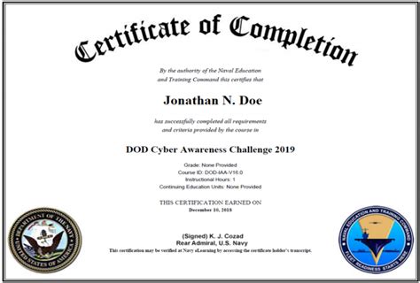 Cyber Awareness Challenge 2019 (November 2018) - DoD IA Training HQ