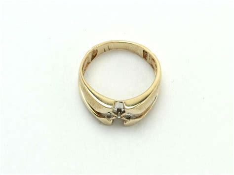 Estate 10K Yellow Gold Antique Round Diamond Brush Style Ring | eBay