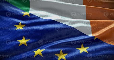 Ireland and European Union flag background. Relationship between ...