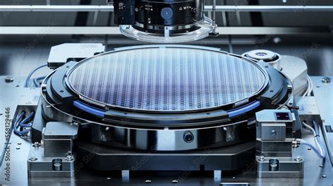 Silicon Wafer during Photolithography Process. Shot of Lithography ...