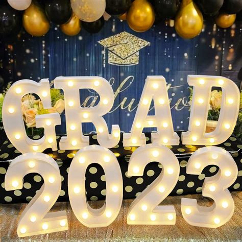 Graduation Party Decorations 2023, 8 LED Marquee Light Up Letter “GRAD ...