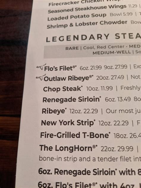 Menu at LongHorn Steakhouse, Moosic, Shoppes Blvd