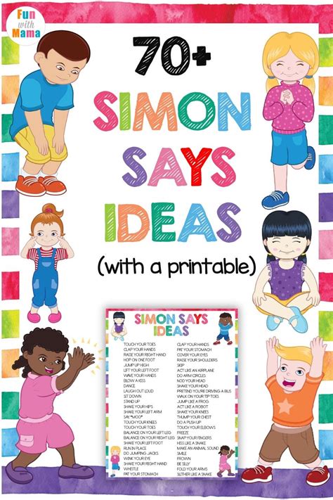 70+ Simon Says Ideas For Kids + Printable + Printable - Fun with Mama ...