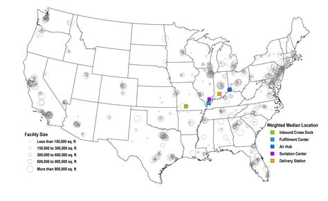 Weighted Median Location of Amazon Distribution Facilities, 2023 | The ...