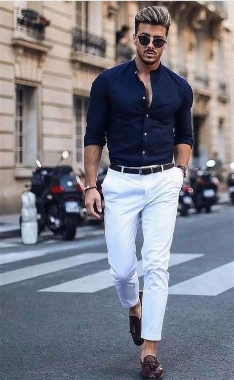 White Jeans, Men's Outfits Ideas With Dark Blue And Navy Cardigan ...