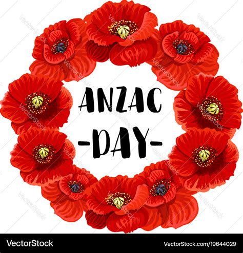 Anzac day memorial wreath icon of red poppy flower