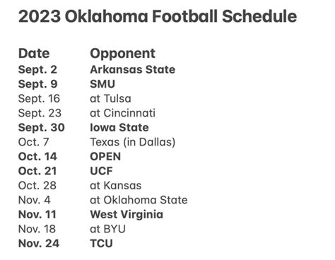 Big 12 Announces 2023 Oklahoma Sooners Football Schedule - Sports ...