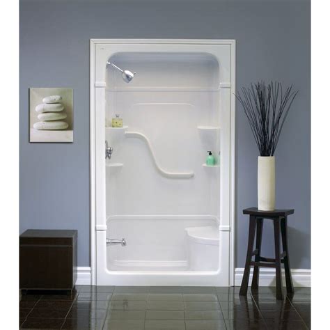 modern-bathroom-with-fiberglass-shower-stall-seat-lowes-and-pertaining ...