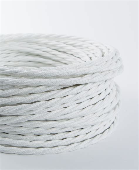 White Twisted Fabric Cable for Lighting: 8 Amp CE Certified