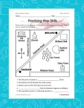 Practicing Map Skills Printable - Geography (2nd-4th Grade) - TeacherVision