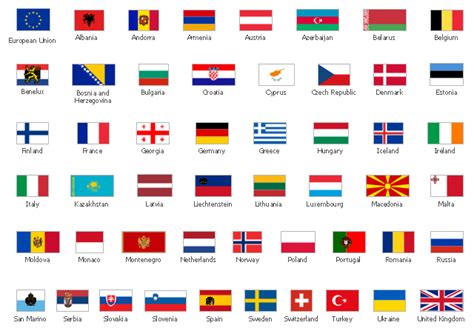 European country flags - Vector stencils library | Design elements ...