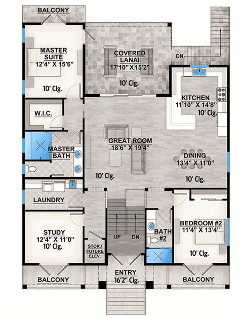 1925 Square Foot 2-Bed Elevated Coastal House Plan on Pilings - 86088BW ...