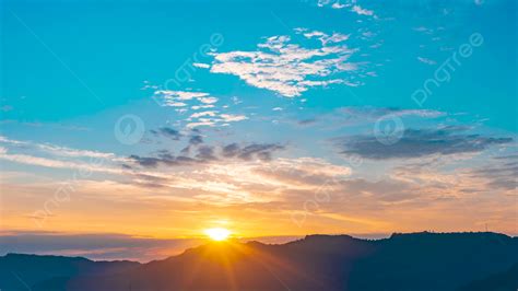 Beautiful Early Morning Sunrise Scenery In The Mountains Clouds And Sky ...