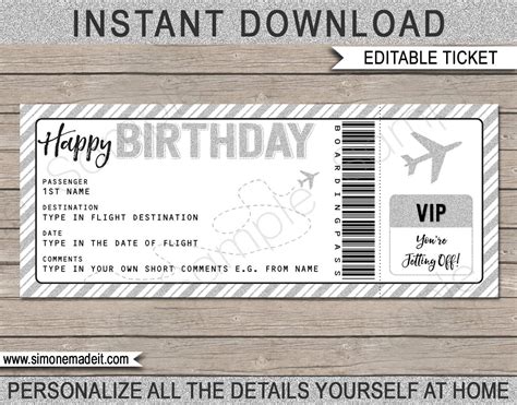 Printable Plane Ticket Gift