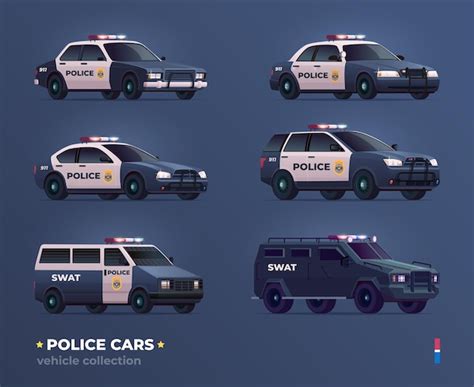 Premium Vector | Collection of police cars of various types. City urban ...