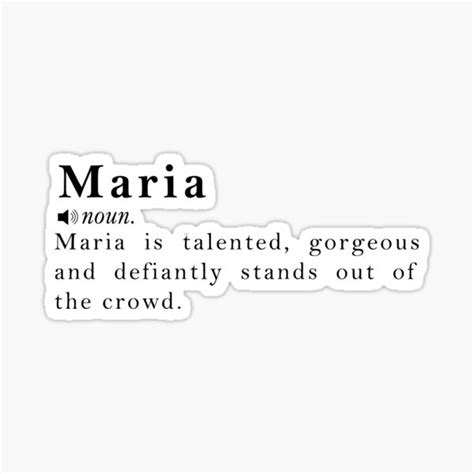 "Maria Name Definition Meaning" Sticker by peachyline | Redbubble