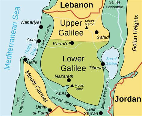 Map of the Galilee region Haifa, Aramaic Language, Walle, Mount Hermon ...